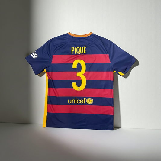 Barcelona 2015-16 Home Shirt  Pique 3 M