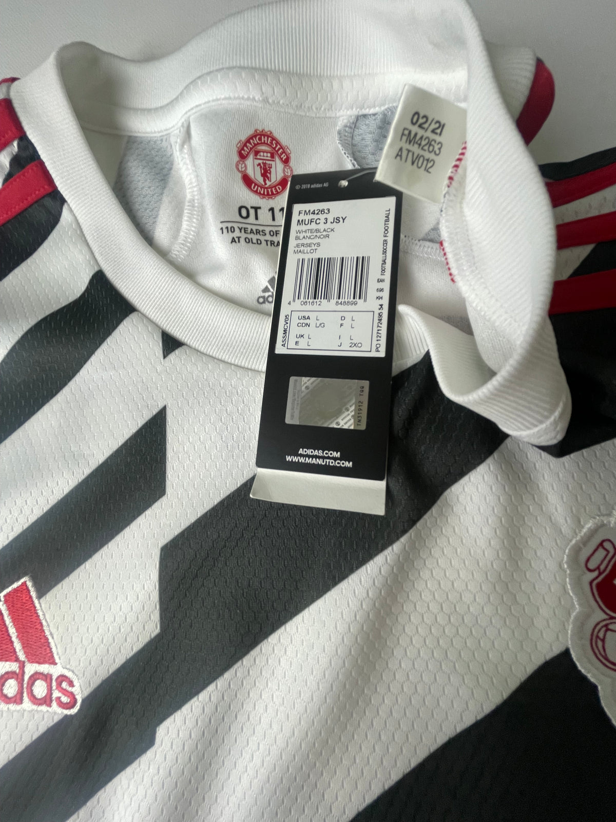 Trzecia koszulka Manchester United 2020/21 – Marcus Rashford #10 – Rozmiar L – Fabrycznie nowa z metkami (BNWT) – Oficjalna koszulka piłkarska adidas