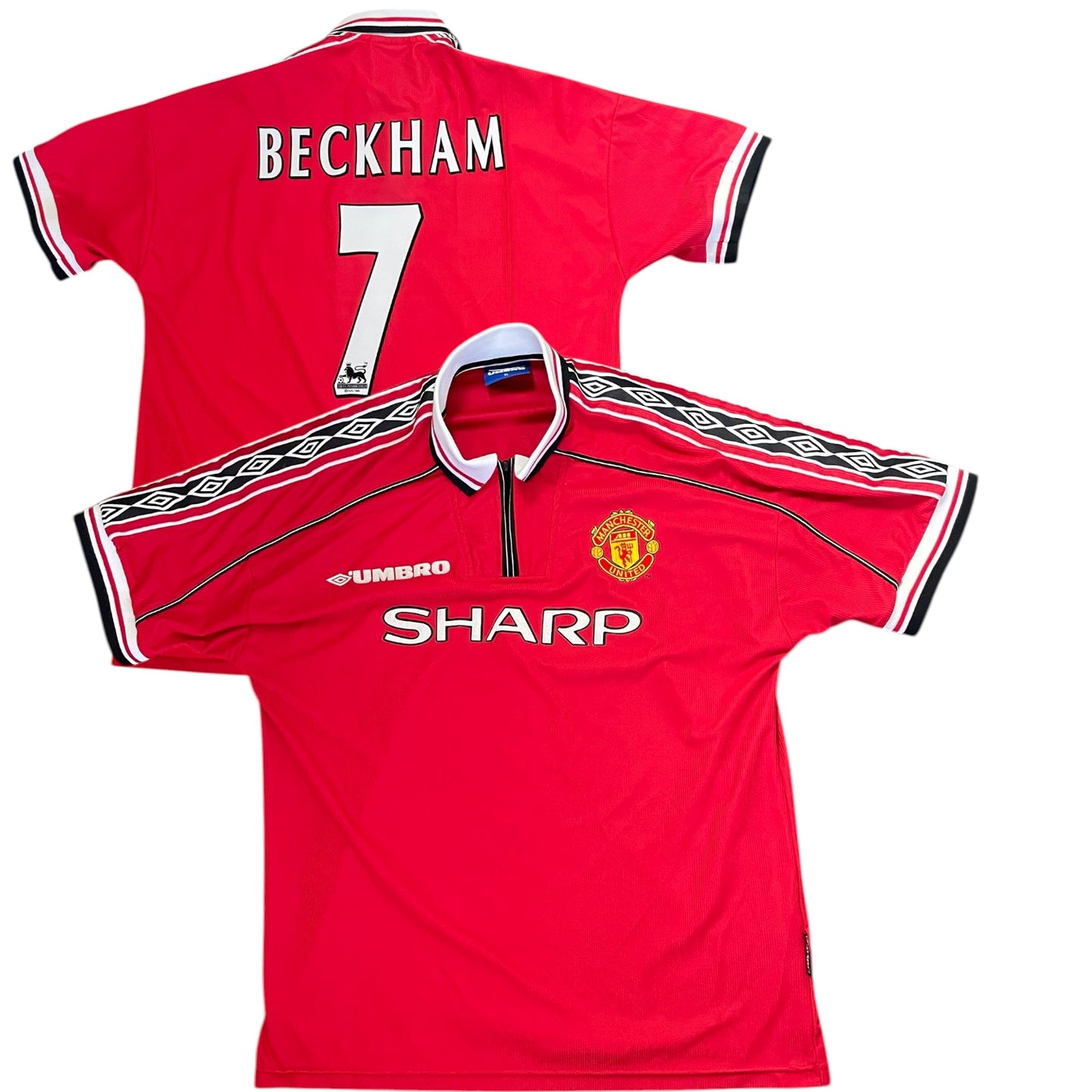 MANCHESTER UNITED BECKHAM 1998- 2000 HOME RETRO FOOTBALL SHIRT SIZE XL