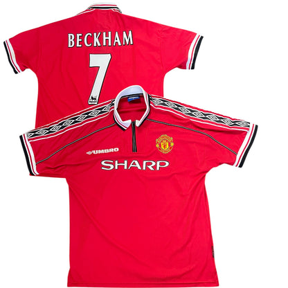 MANCHESTER UNITED BECKHAM 1998- 2000 HOME RETRO FOOTBALL SHIRT SIZE XL