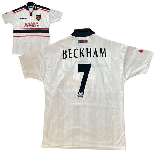 MANCHESTER UNITED 1997/99   AWAY FOOTBALL SHIRT (XL) BECKHAM 7
