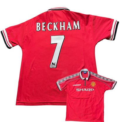 Manchester United 1998/00 Home Shirt – David Beckham #7 – Size XL – Vintage Umbro Football Jersey