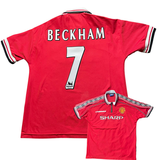 Manchester United 1998/00 Home Shirt – David Beckham #7 – Size XL – Vintage Umbro Football Jersey