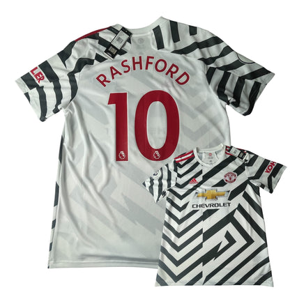 Manchester United 2020/21 Third Shirt – Marcus Rashford #10 – Size L – Brand New With Tags (BNWT) – Official adidas Football Jersey